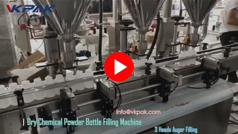 Αυτόματο μηχάνημα πλήρωσης μπουκαλιών σκόνης τριών κεφαλών