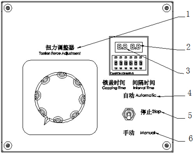 control panel for desktop screw capping machinery Λειτουργία πίνακα χειρισμού για μηχανήματα βιδωτού πώματος.jpg